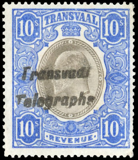 Transvaal Telegraph SG T9 1902 10s mint
