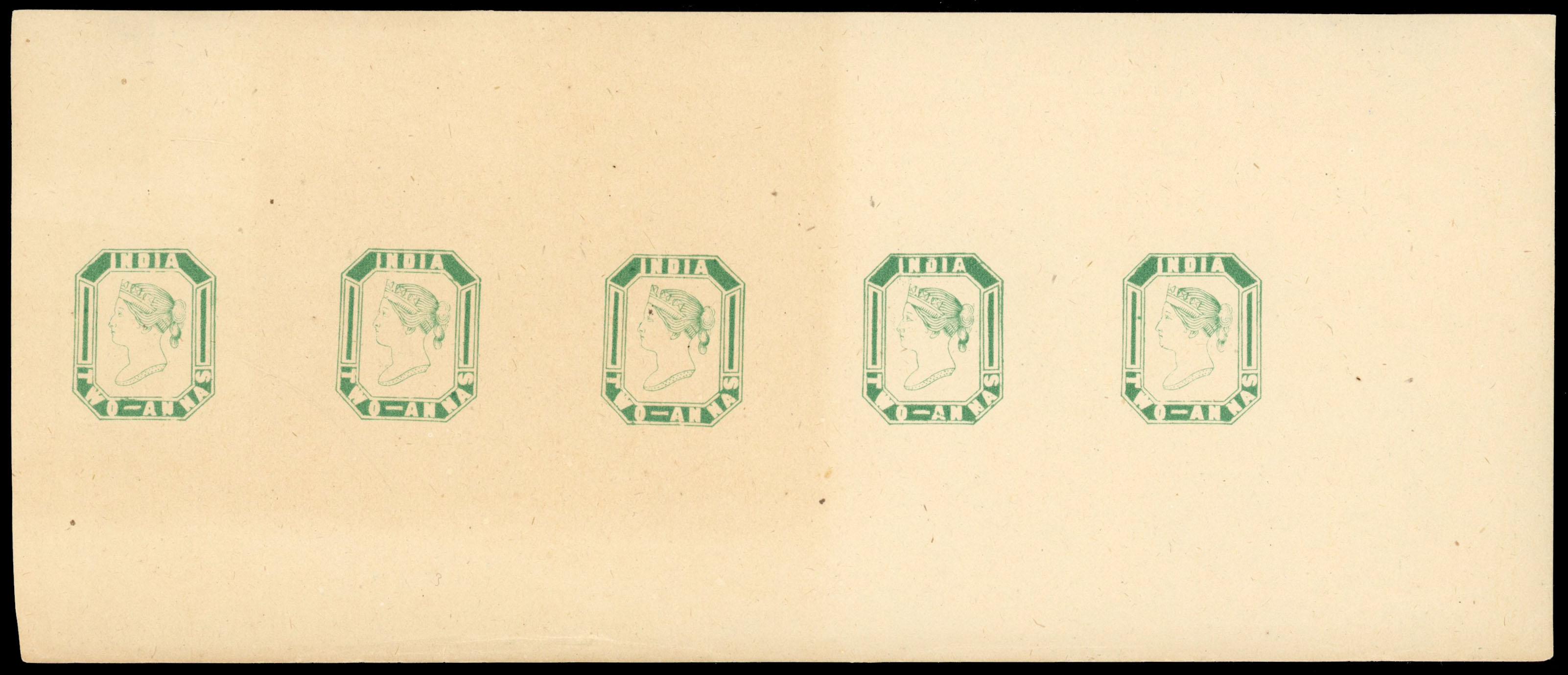 † India 1890(?) Essays for Printing the Stamps by Lithography, 2a yellow-green