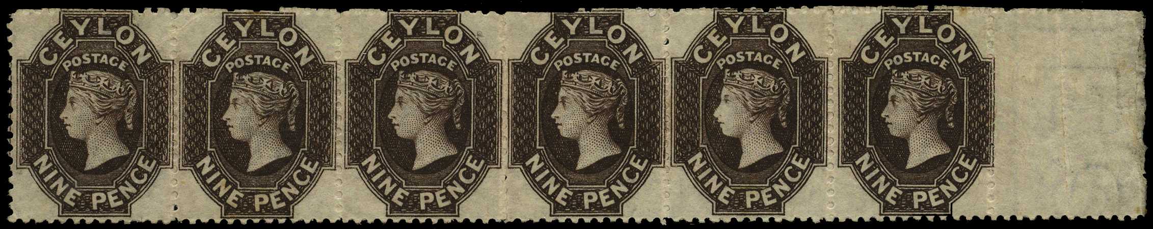 1867-70 9d blackish brown, wmk. crown...