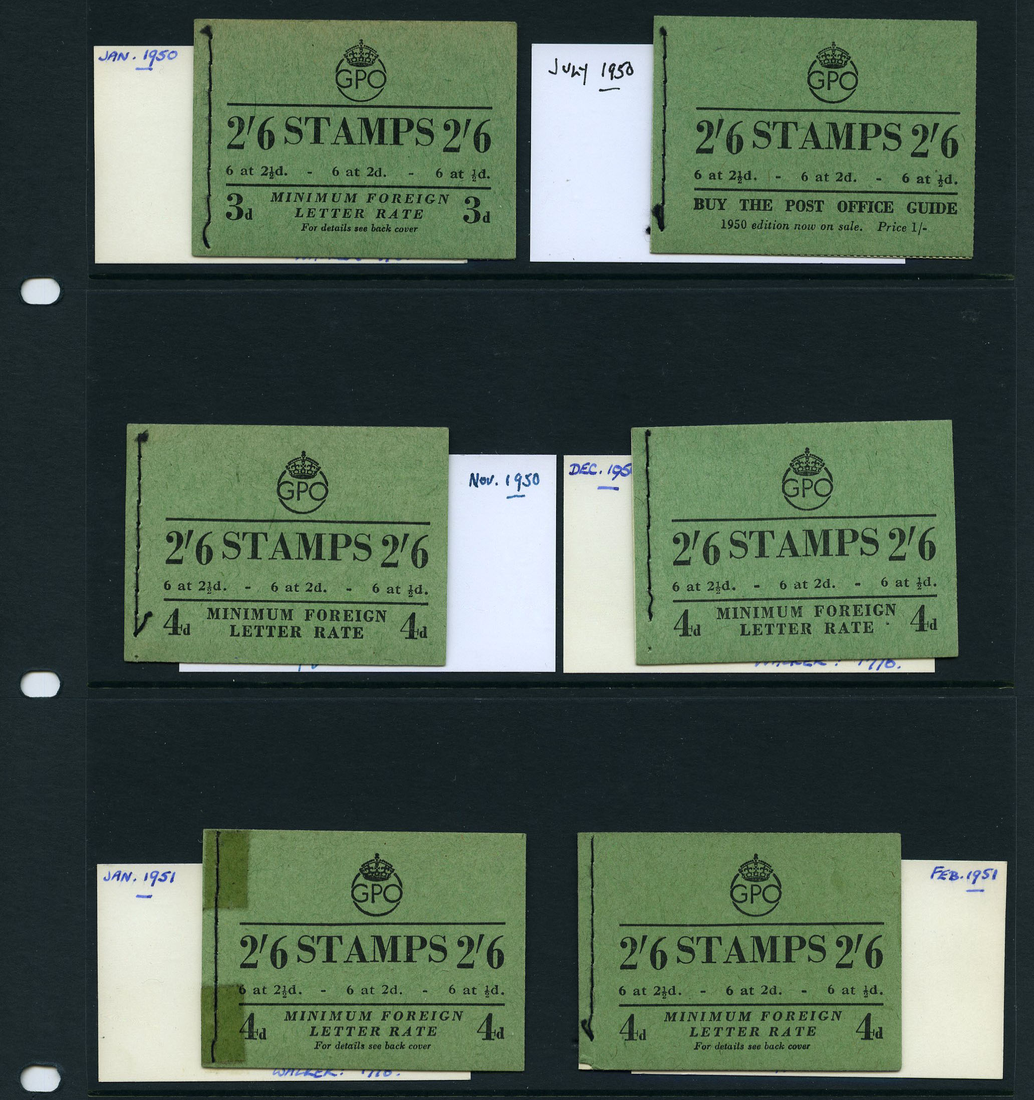 1948-51 2/6d booklet group, mixed perfs,...