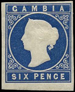 GAMBIA SG 7 1874 6d DEEP BLUE LPOG