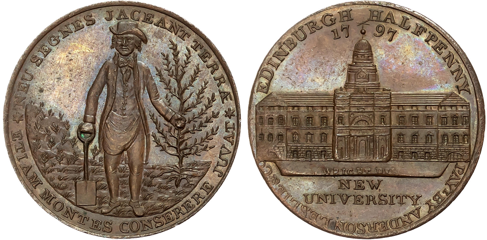 Loth. Edinburgh , Anderson, Leslie & Co. (nurserymen and seedsmen), Wright’s Halfpenny 1797, view of façade of the ‘new  …