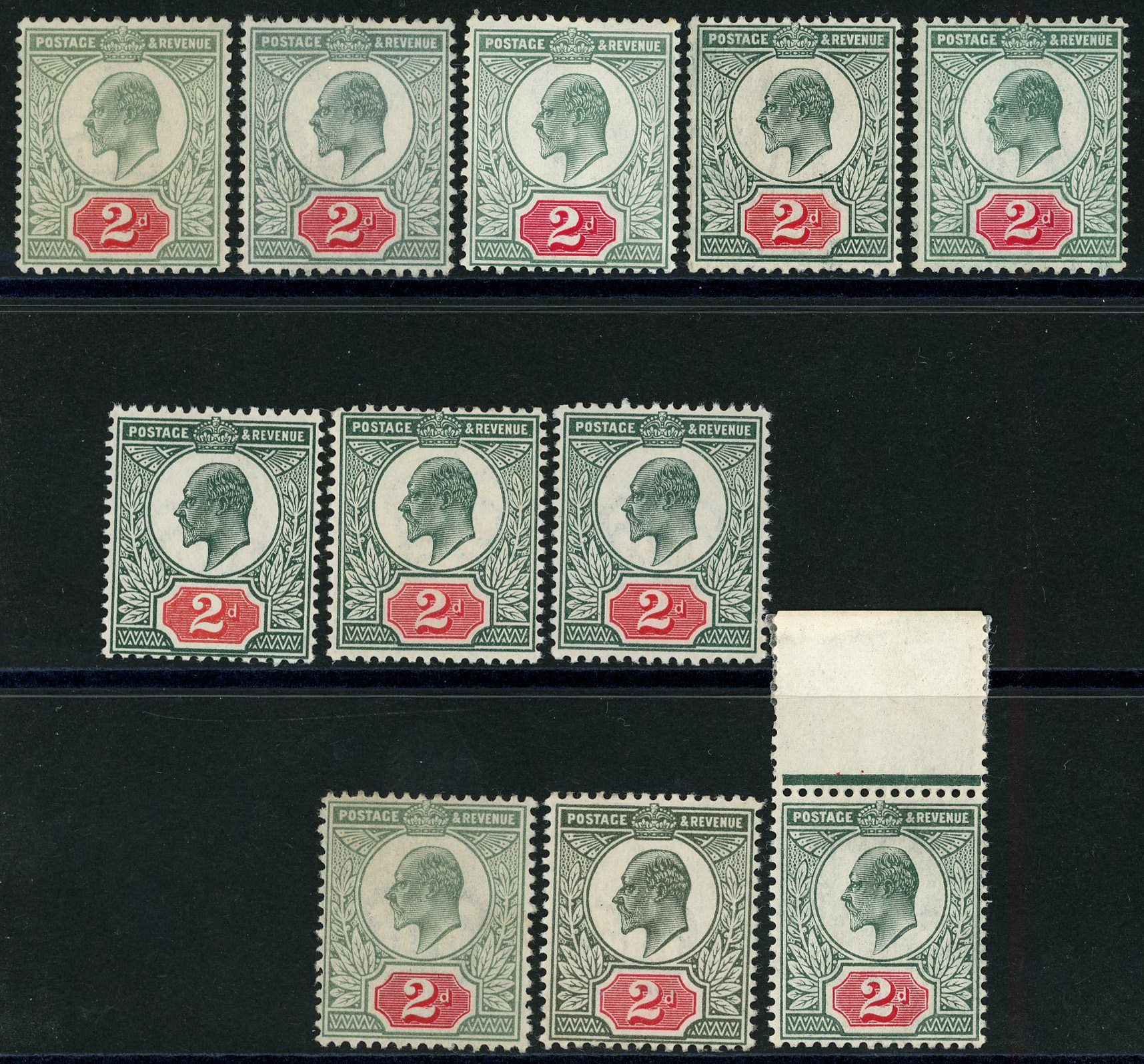 1902-11 2ds, unmounted o.g. range (12)....