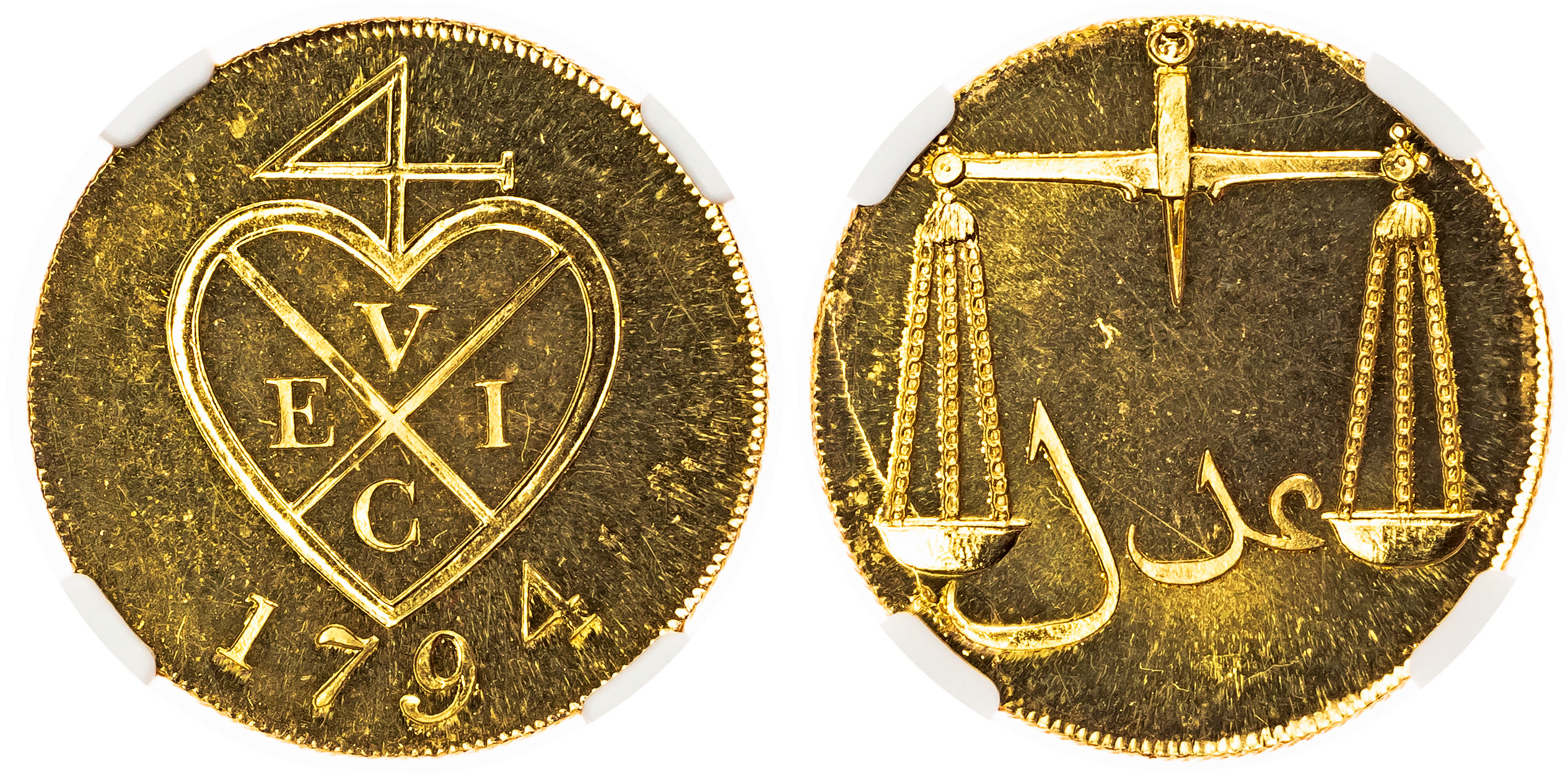 India, EIC, Bombay Presidency, gilt copper Proof 2 Pice - PF 65 - TOP POP