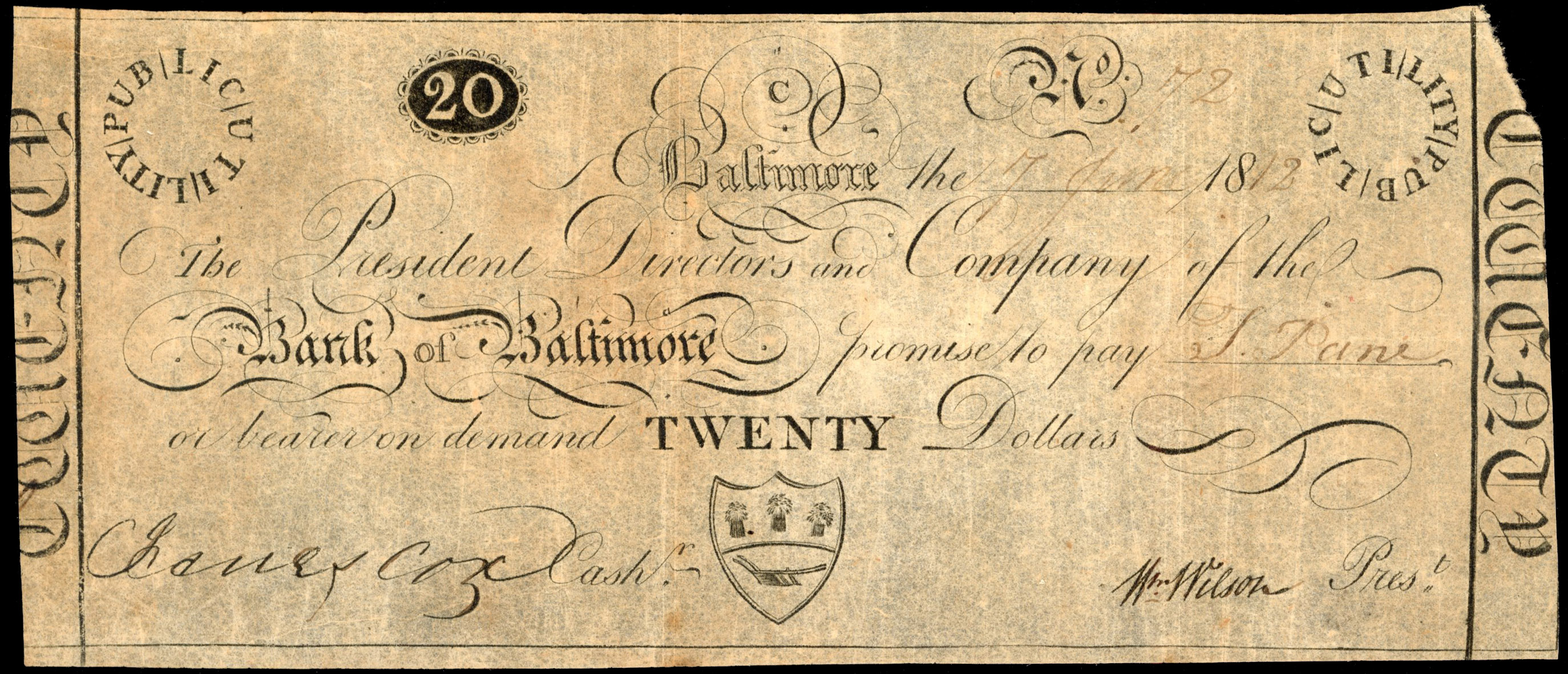 USA, MD. Baltimore, Baltimore Savings Institution, Uniface One Dollar, 5 Sep. 1840. About Very Fine, unfaded a…