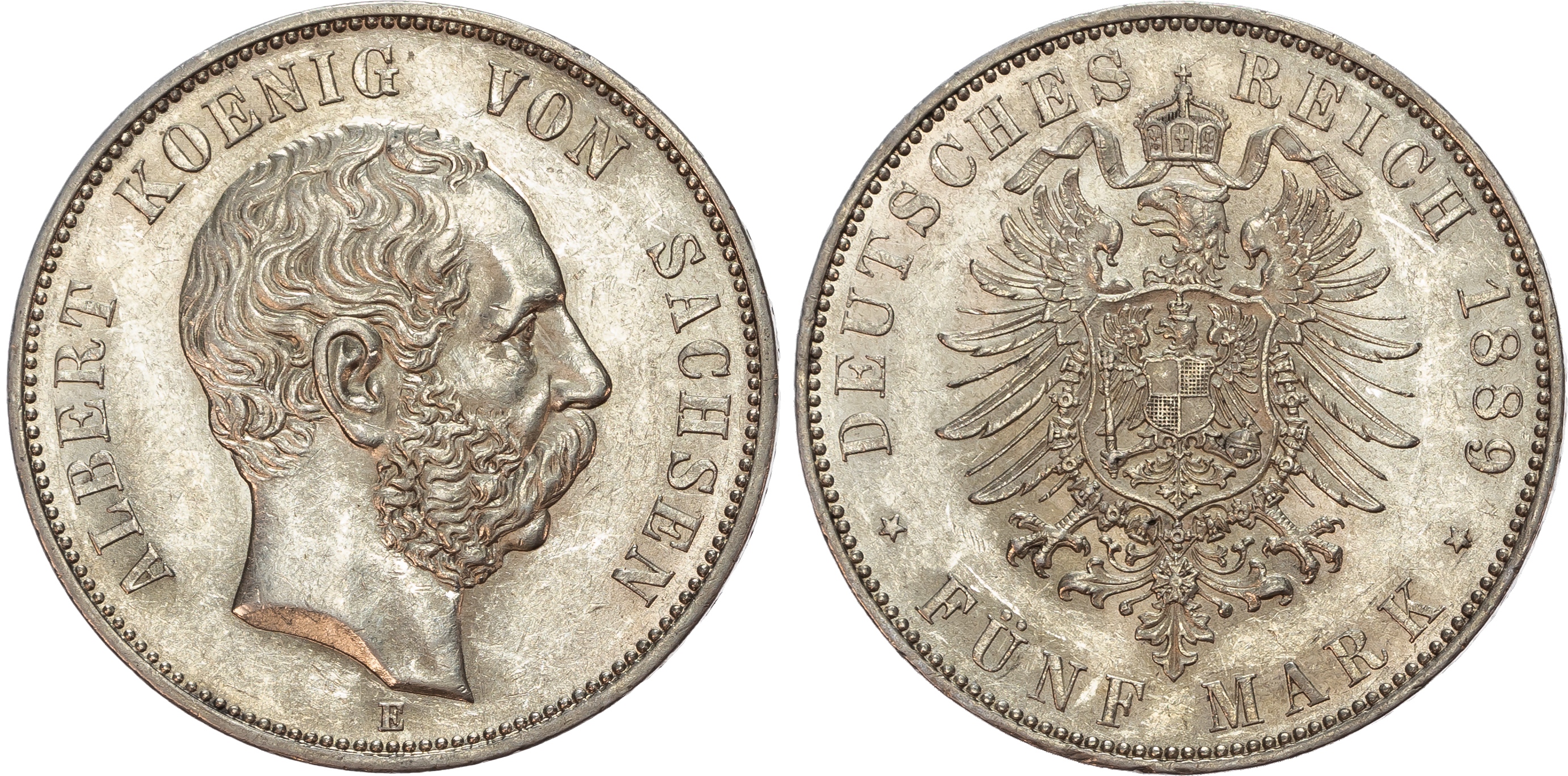 Germany, Saxony, Albrecht I (1873-1902), silver 5 Marks.