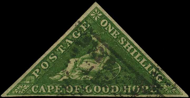 1858 1/- bright yellow-green, used example...