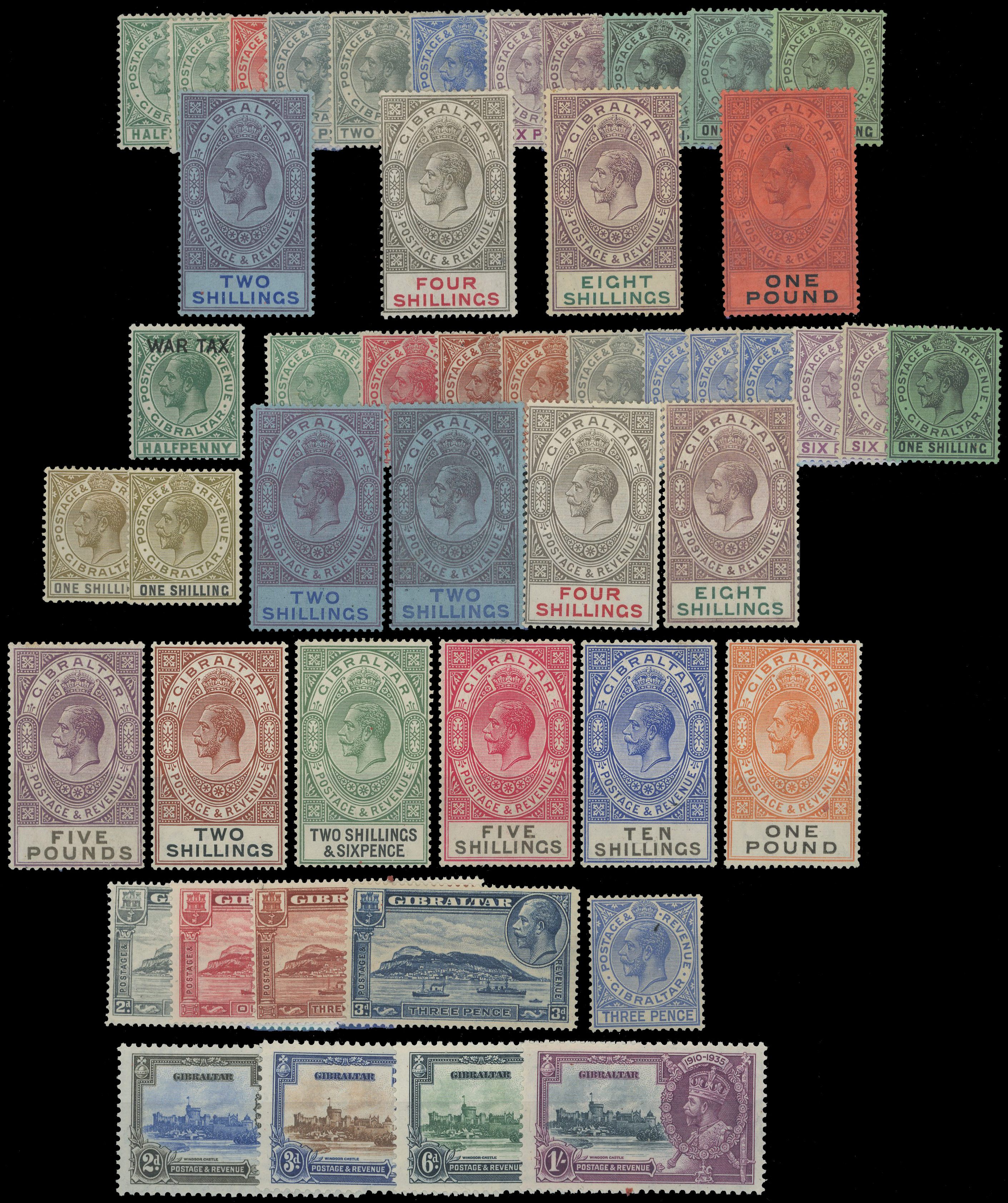 GIBRALTAR: 1886 to 1935 mint collection on stockcards including 1886 to 1s, 1886-87 to 1s, 1889 to 75c on 1s, 1889-96 to 5p,