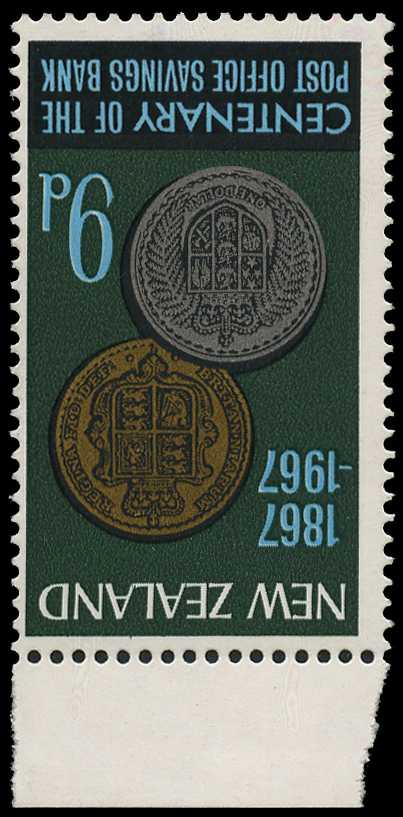 1967 Savings Bank 9d top marginal,...