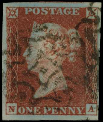 1841 1d red-brown Plate 34 (NA), four good...