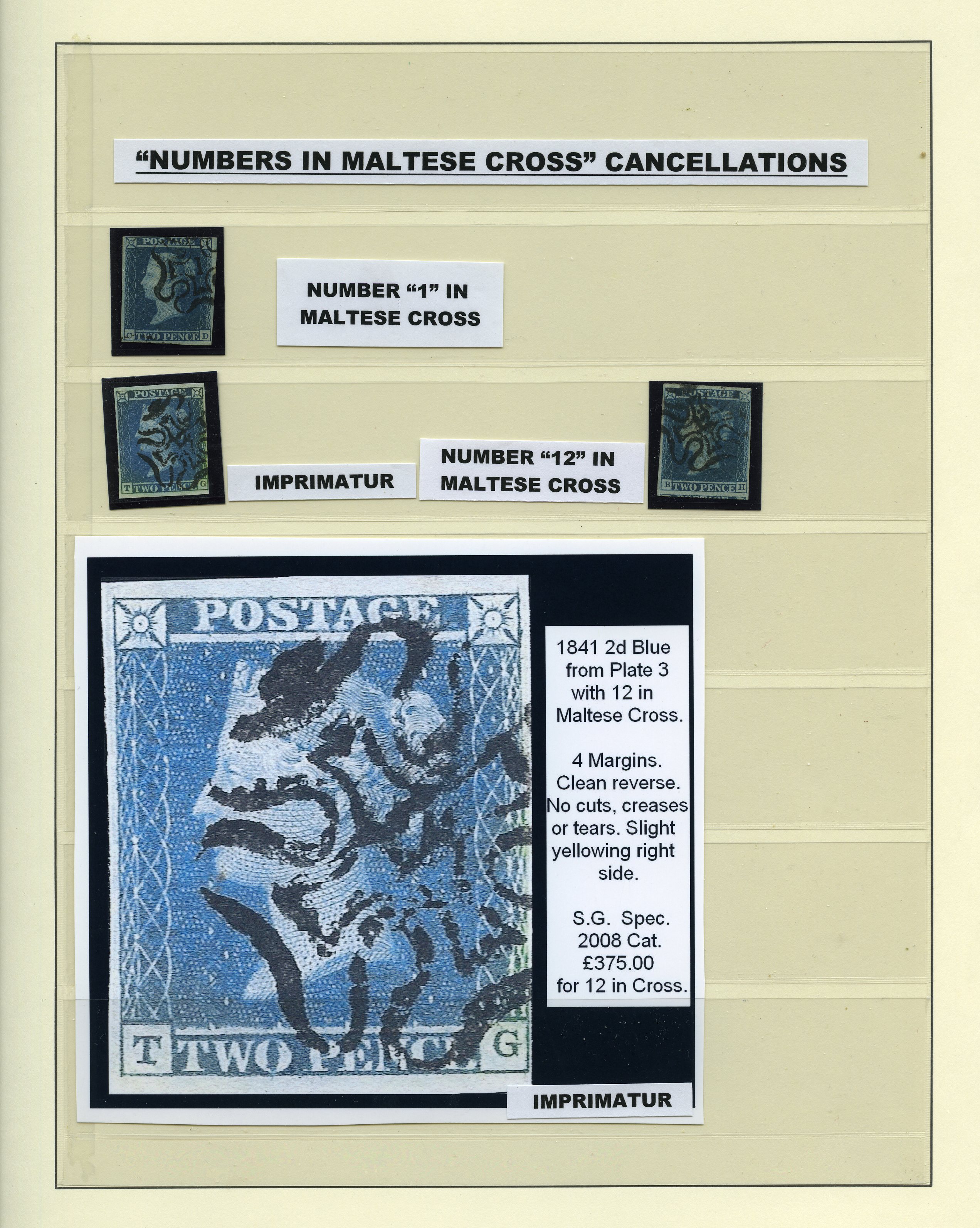 1841-51 2d blue three examples all with...