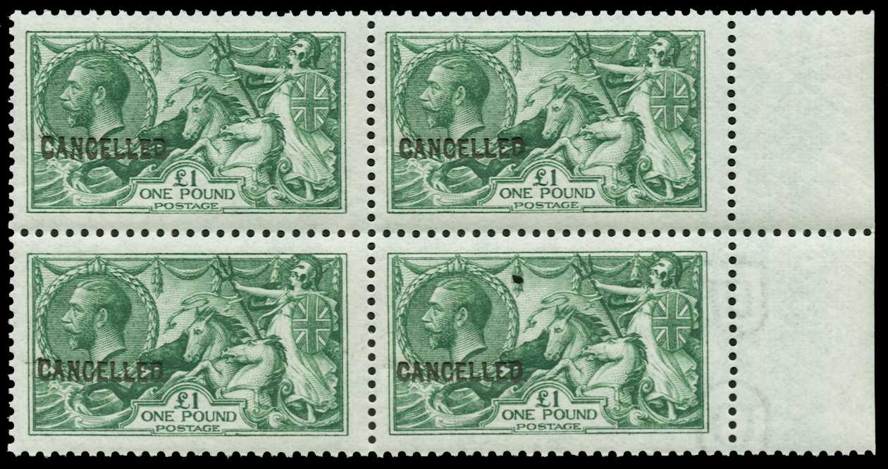 1913 £1 yellowish green. Superb unmounted...
