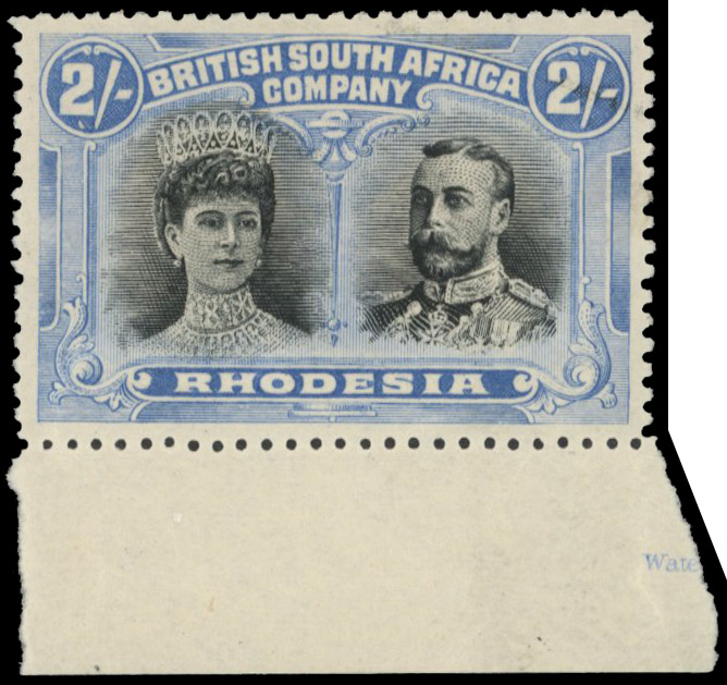 † 2/- black and ultramarine SG 153, position 47 mint