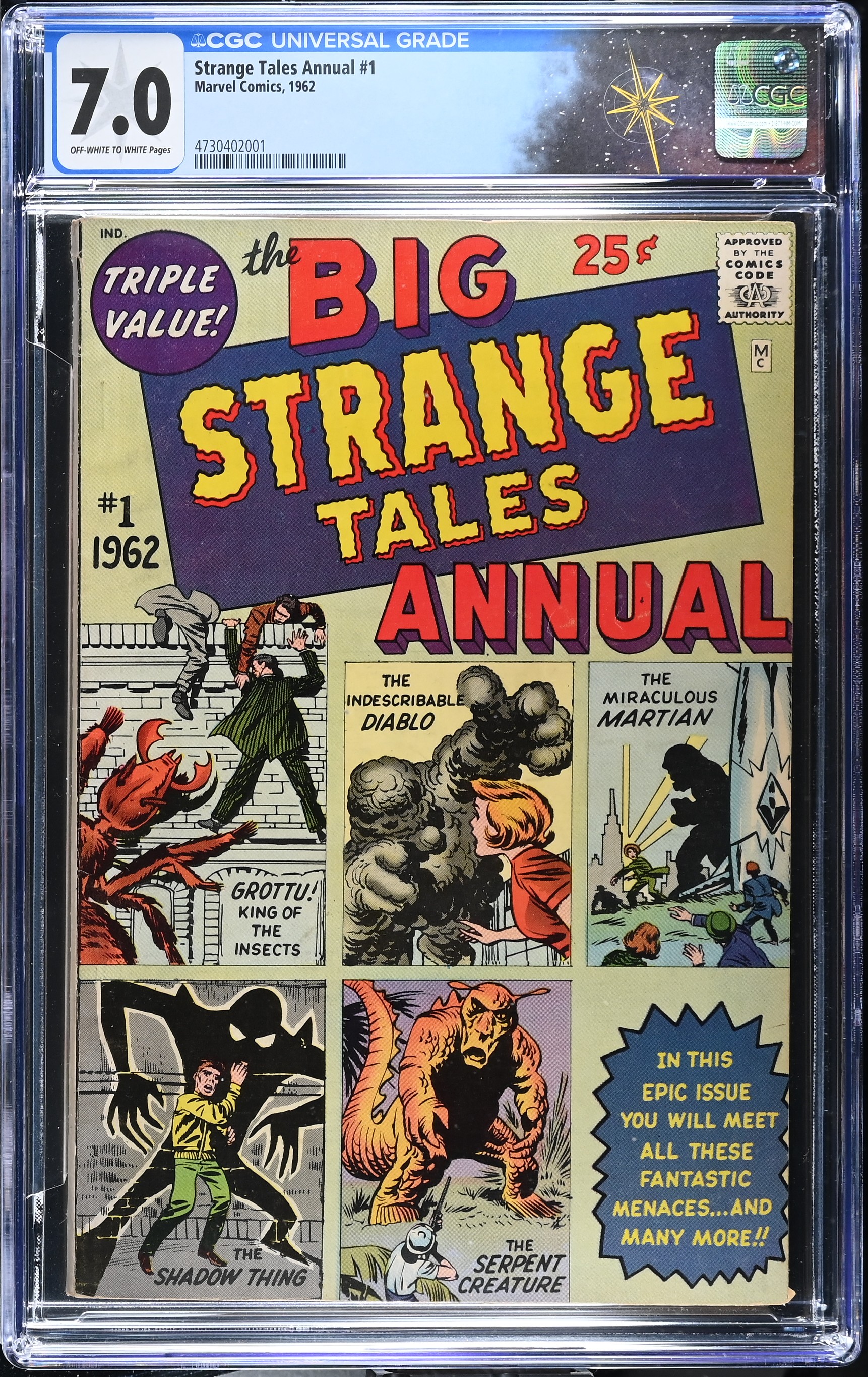 Strange Tales Annual #1 CGC 7.0 1st Annual Published By Marvel (Marvel Comics, 1962) Off-White to White Pages