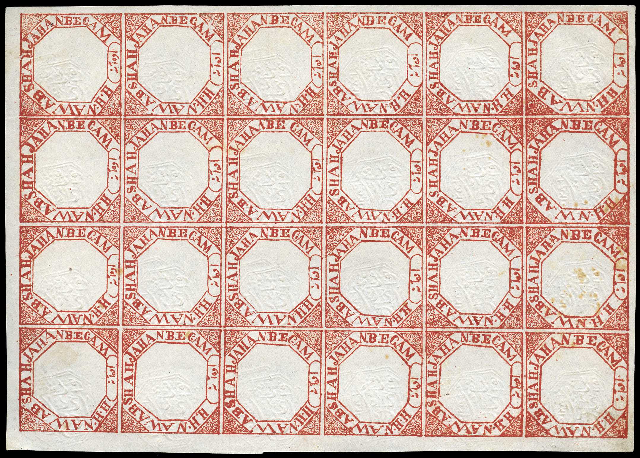 1881 ½a red complete sheet of twenty-four (4...