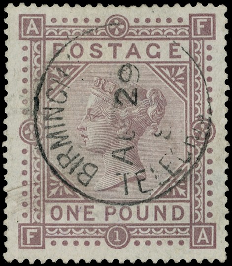 1867-83 Wmk Anchor £1 brown-lilac (FA) on white...