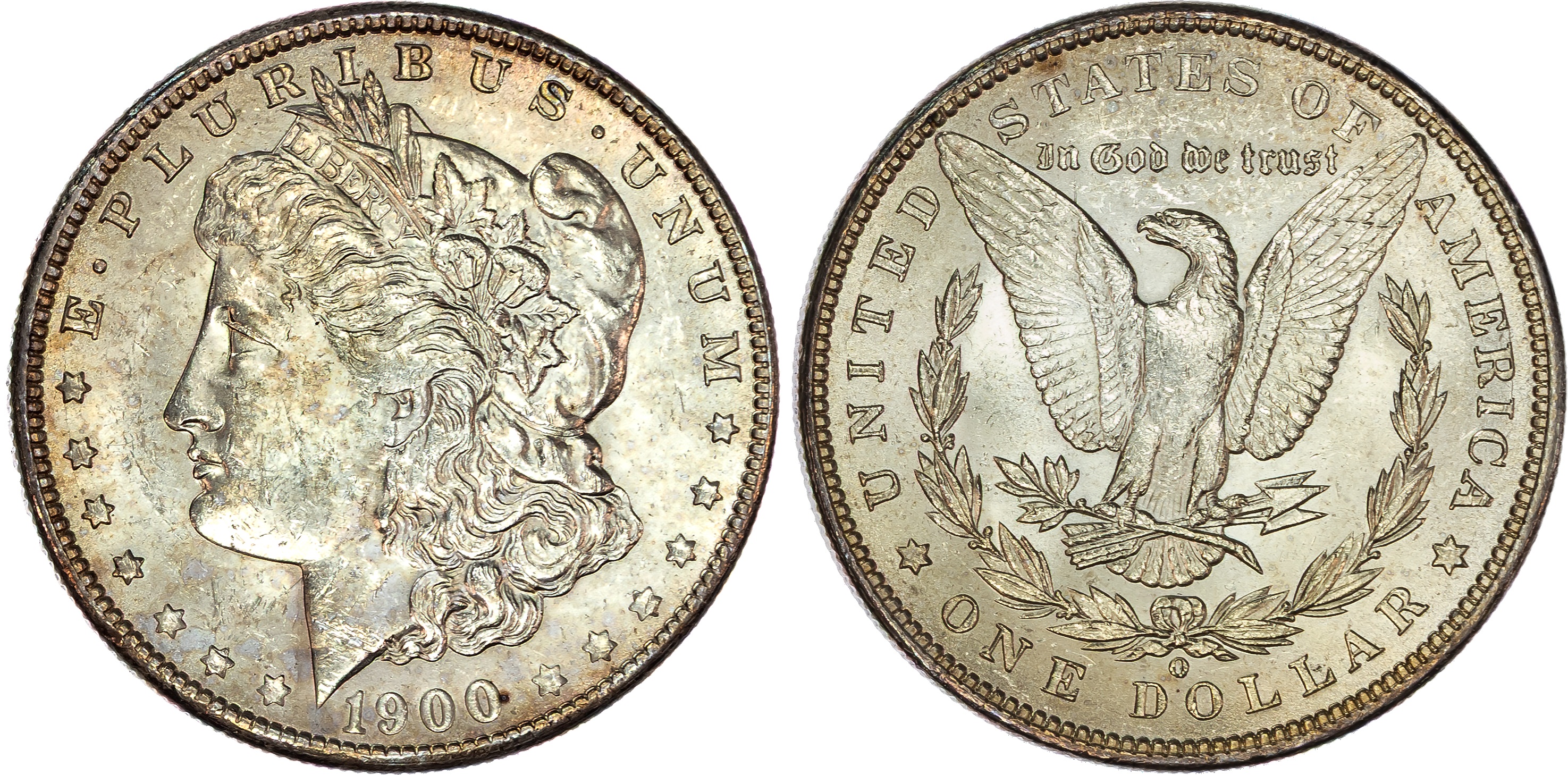 USA , silver Morgan Dollar, 1900, New Orleans, 26.80g (KM 110). About Uncirculated, small scratch to obverse.…