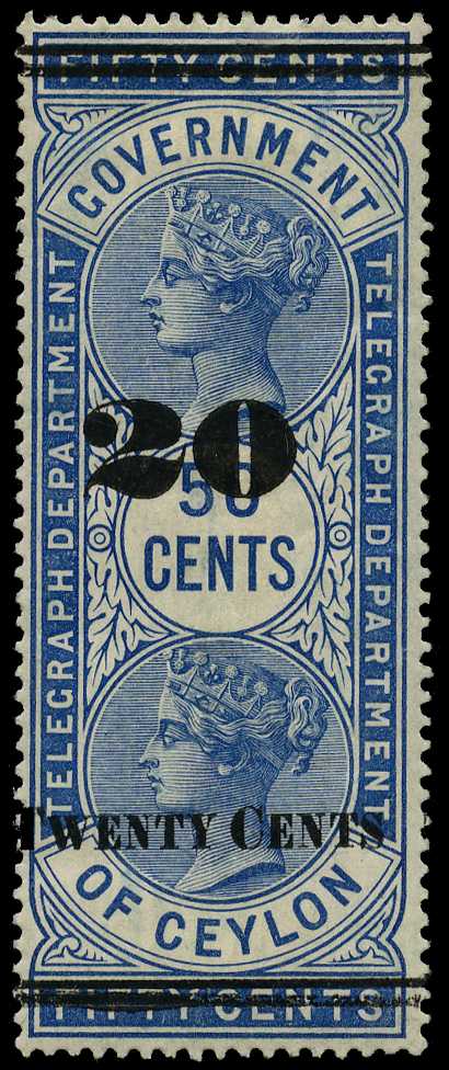 1890 20ct on 50ct blue surcharge Type T31...