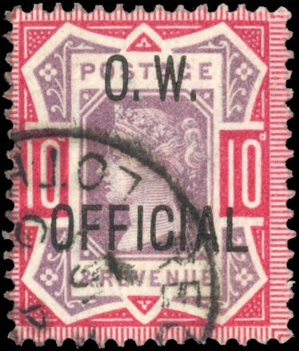 GB O.W. Official. 1896-02 10d, fine used, SG O35