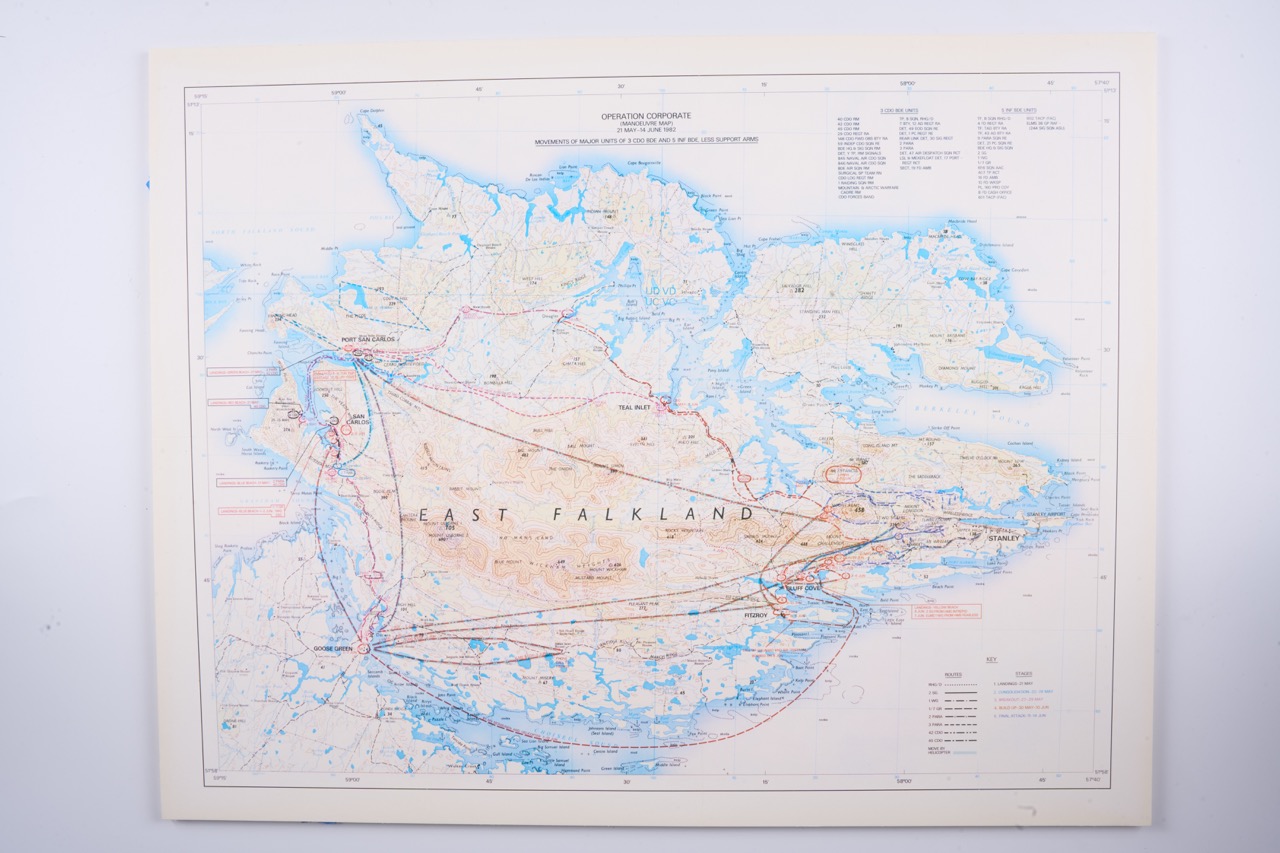 British Military Planning Map: Operation Corporate - Falkland Islands and Adjacent Areas