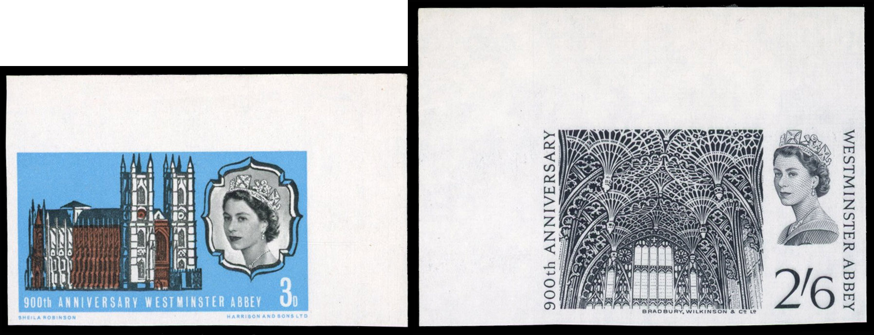 Great Britain 1966 3d-2s6d 900th Anniversary of Westminster Abbey, Set of Two, BPMA Imprimatur, SG 687/8