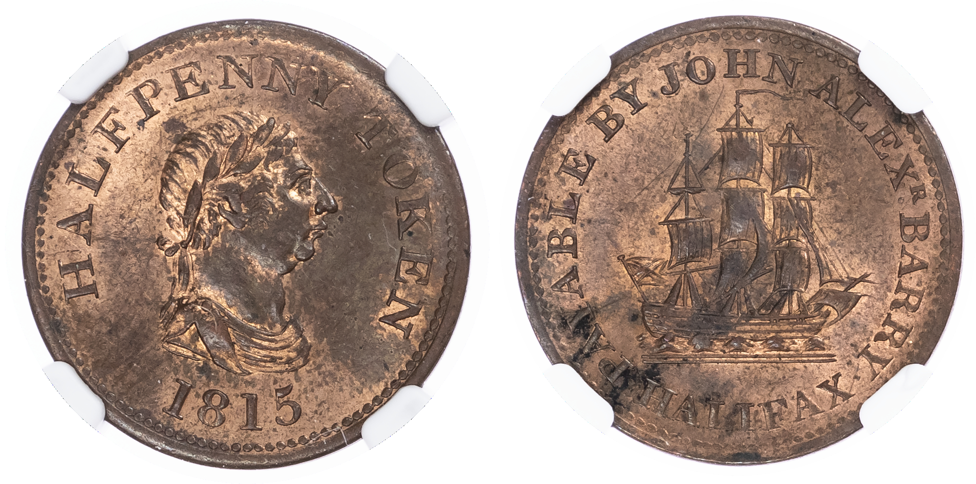 Canada, Nova Scotia. George III CU Halifax 1/2 Penny Token. 1815. 