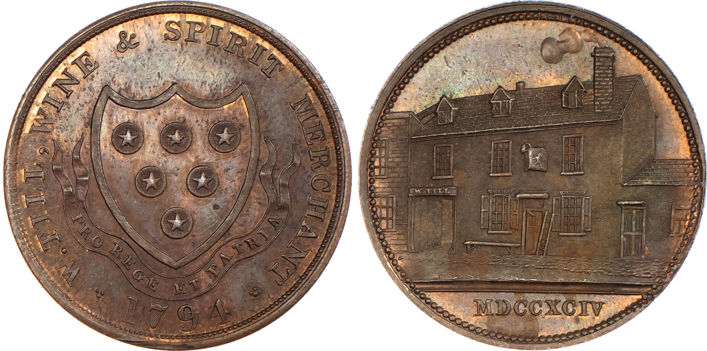 Slough, William Till Halfpenny 1794. Arms of...