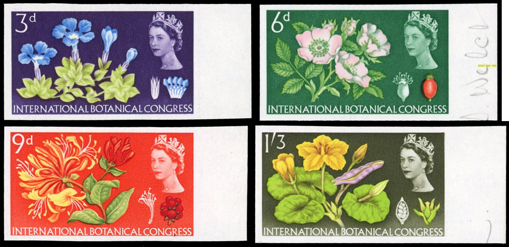 Great Britain 1964 3d-1s3d 10th International Botanical Conference, Set of Four, BPMA Imprimatur, SG 655/8