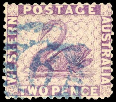Western Australia SG 55b 2d ERROR OF COLOUR in MAUVE