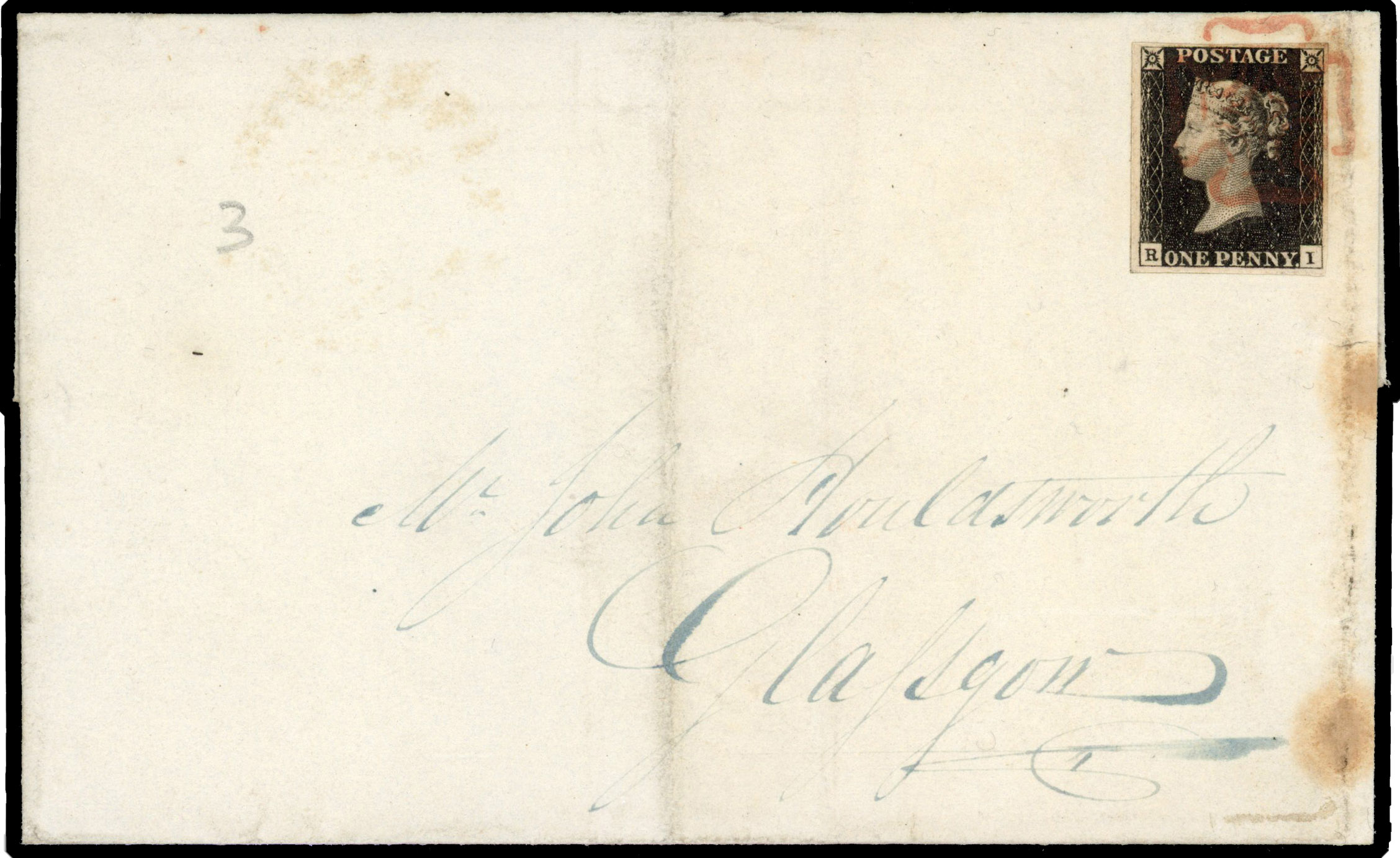 1840 1d Intense black Pl.3. “May Date”. MY.30.1840.