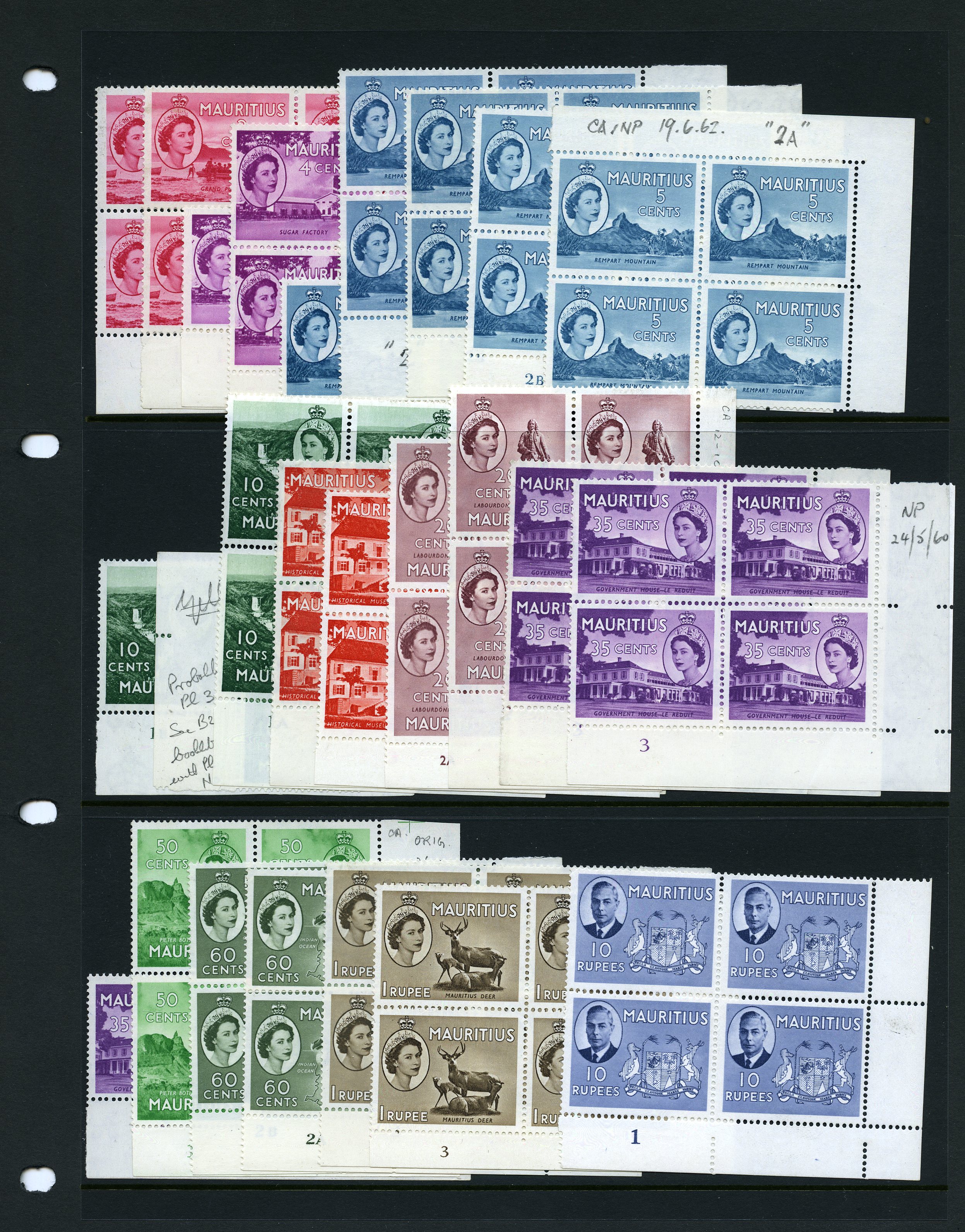 1950 10r Plate 1 block of four, and range...