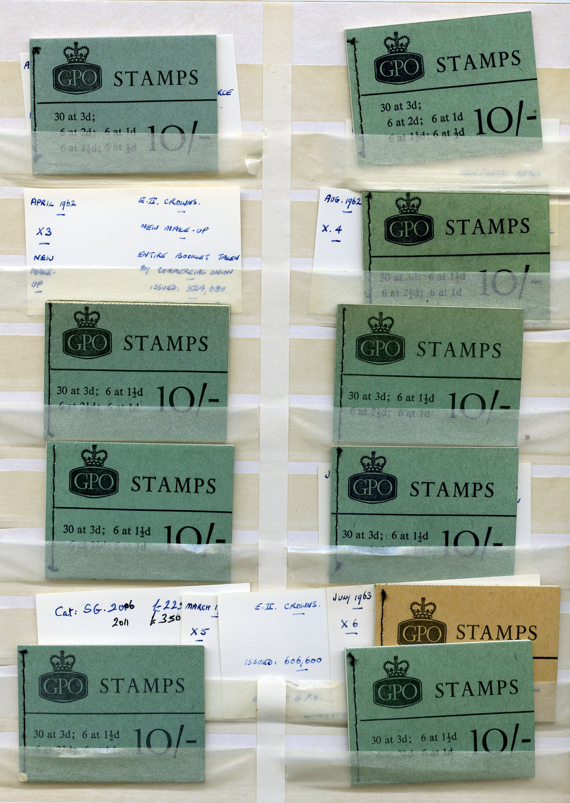 1961-8 10/- booklets, complete run per...