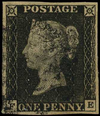 1840 1d black Plate 3 (FE), four good...