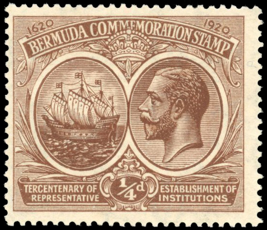 Bermuda SG 59b 1921 ¼d First Tercentenary 'A' omitted from watermark mint