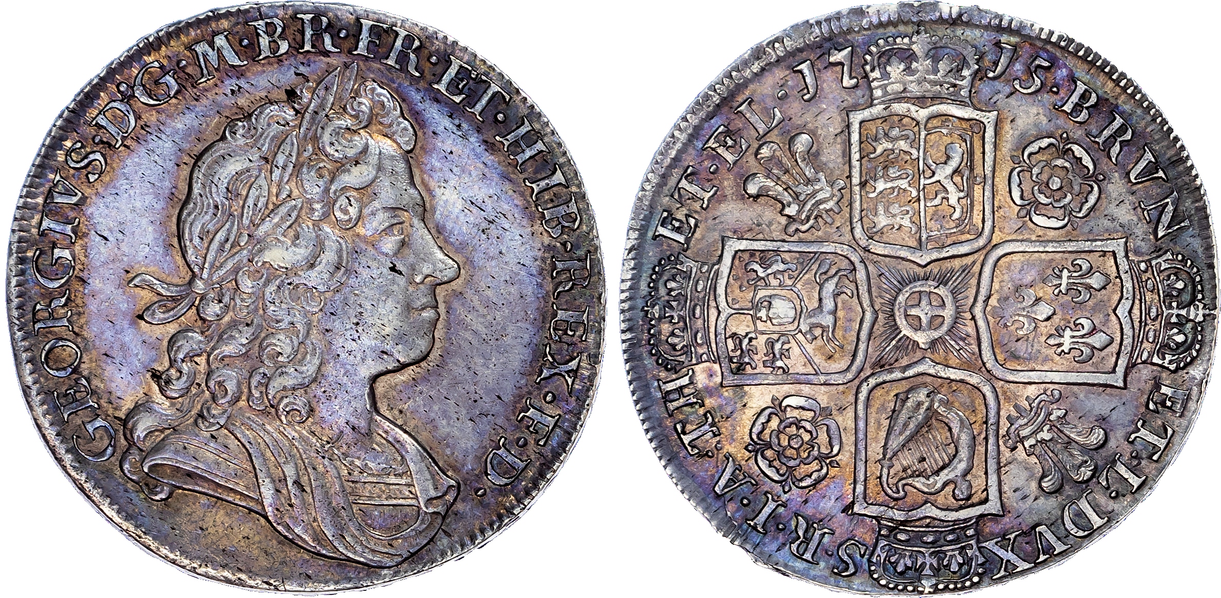 George I (1714-1727), 'Roses and Plumes' Halfcrown, 1715