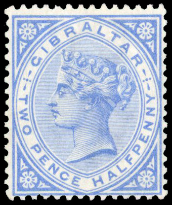 1886-87 2½d blue variety ‘WATERMARK INVERTED’, fine large part og