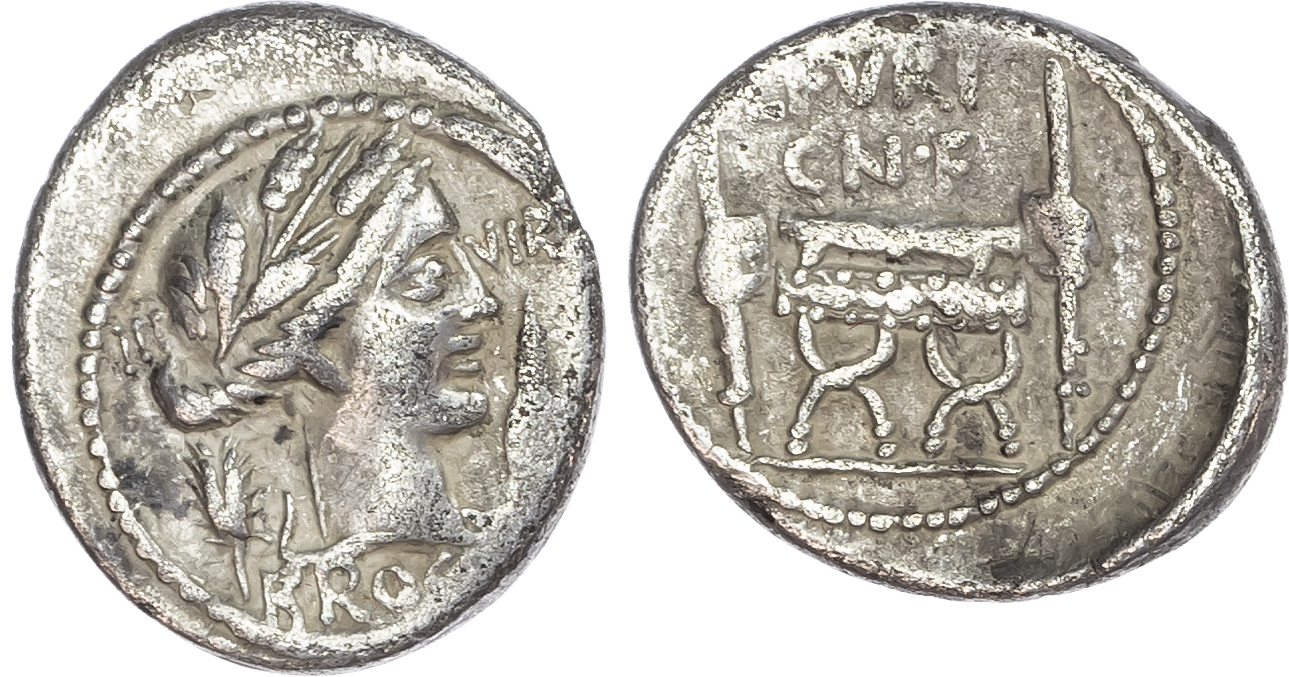 L. Furius Cn. f. Brocchus (63 BC) AR Denarius, mint of Rome, 3.66g.