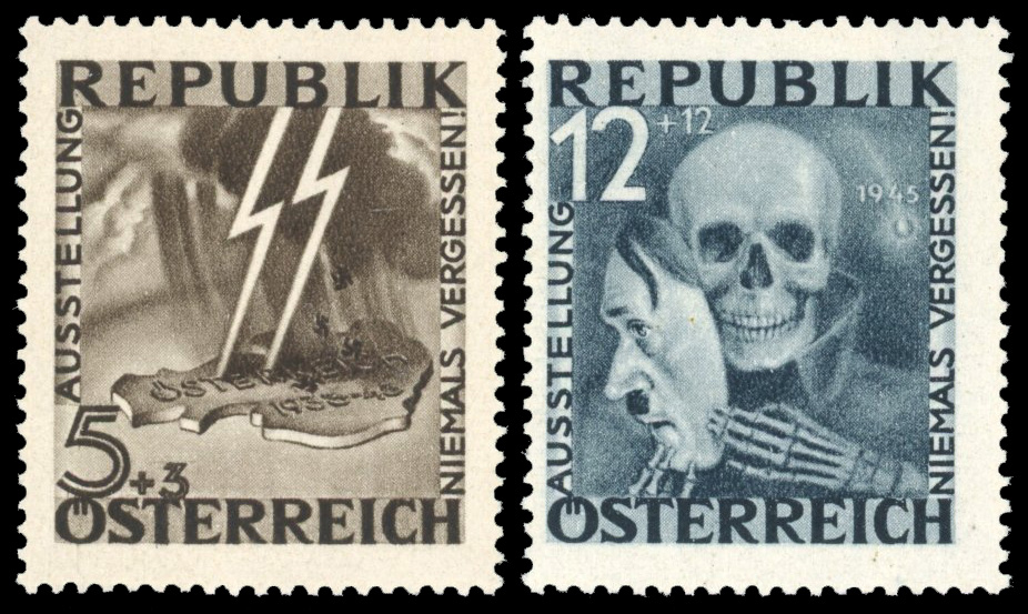 Austria 1946 two unissued values Anti Fascist exhibition 