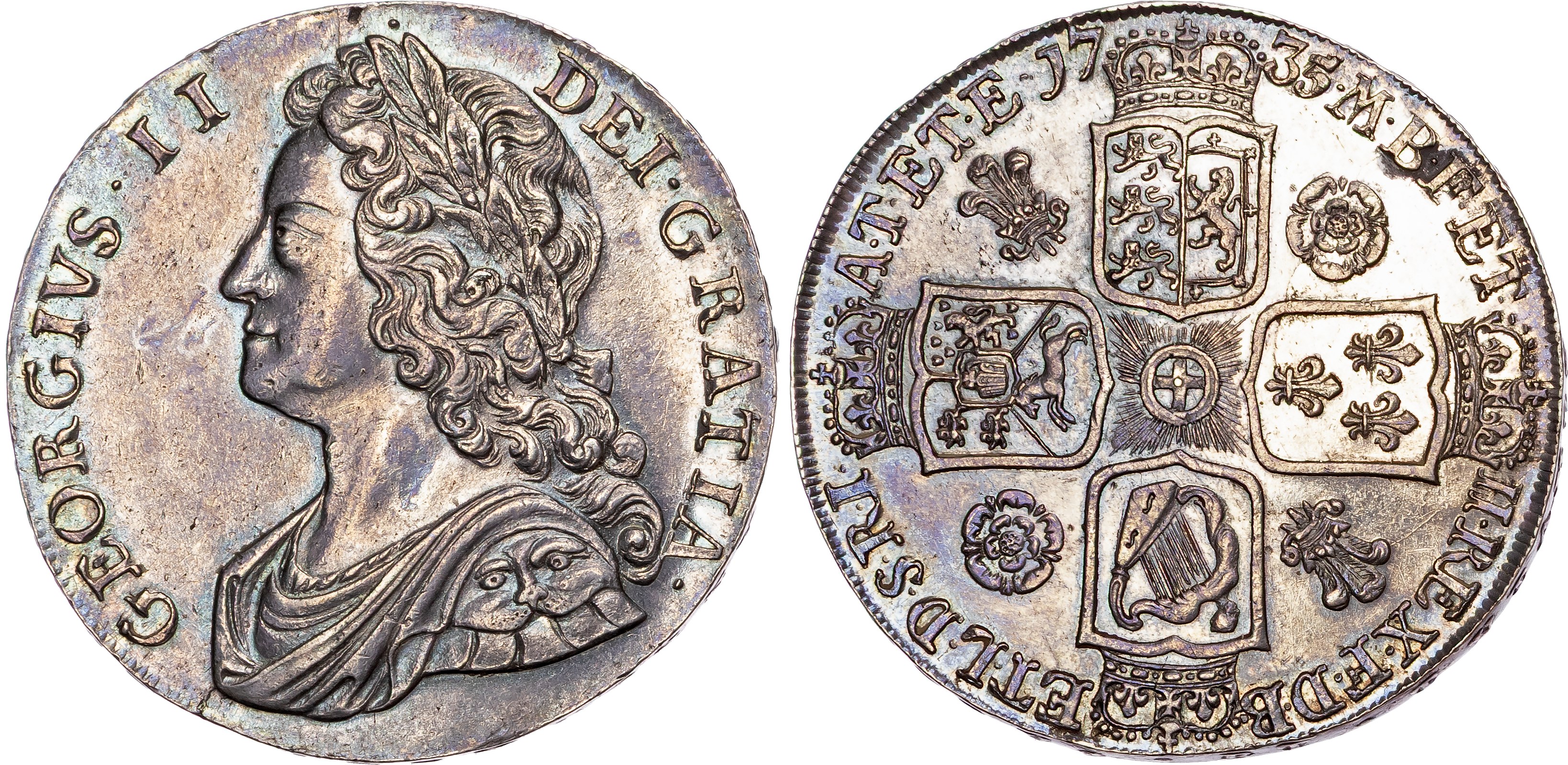 George II (1727‐1760), AR Crown, 1735 OCTAVO, double-cut 5.