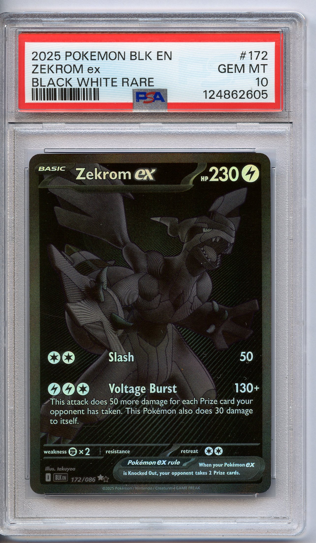 PSA 10 Zekrom ex #172 - Black Bolt 2025