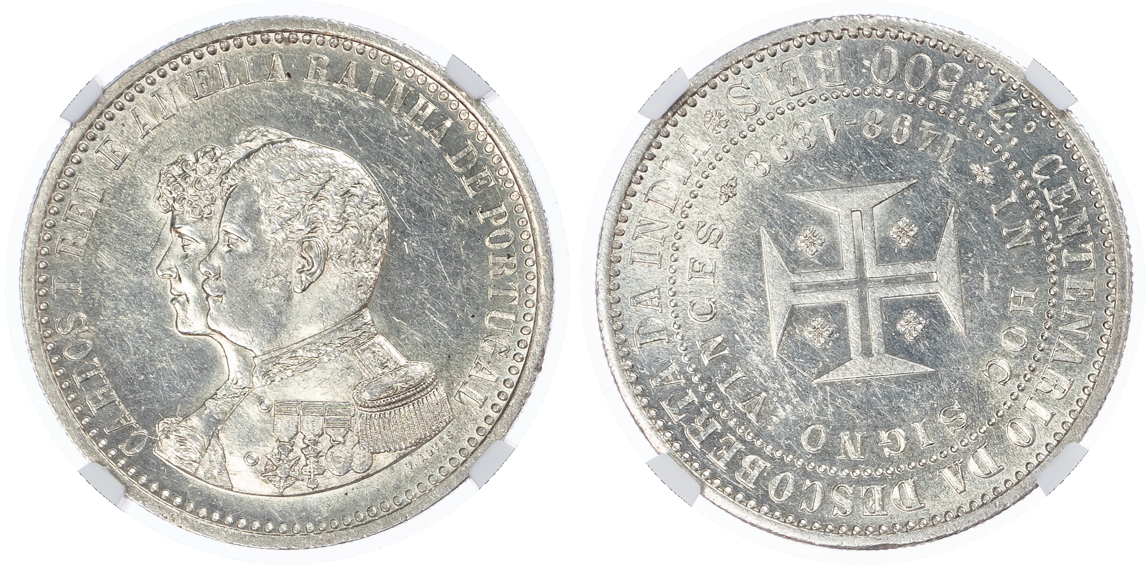 Portugal. Discovery of India AR 500 Reis. 1898. 