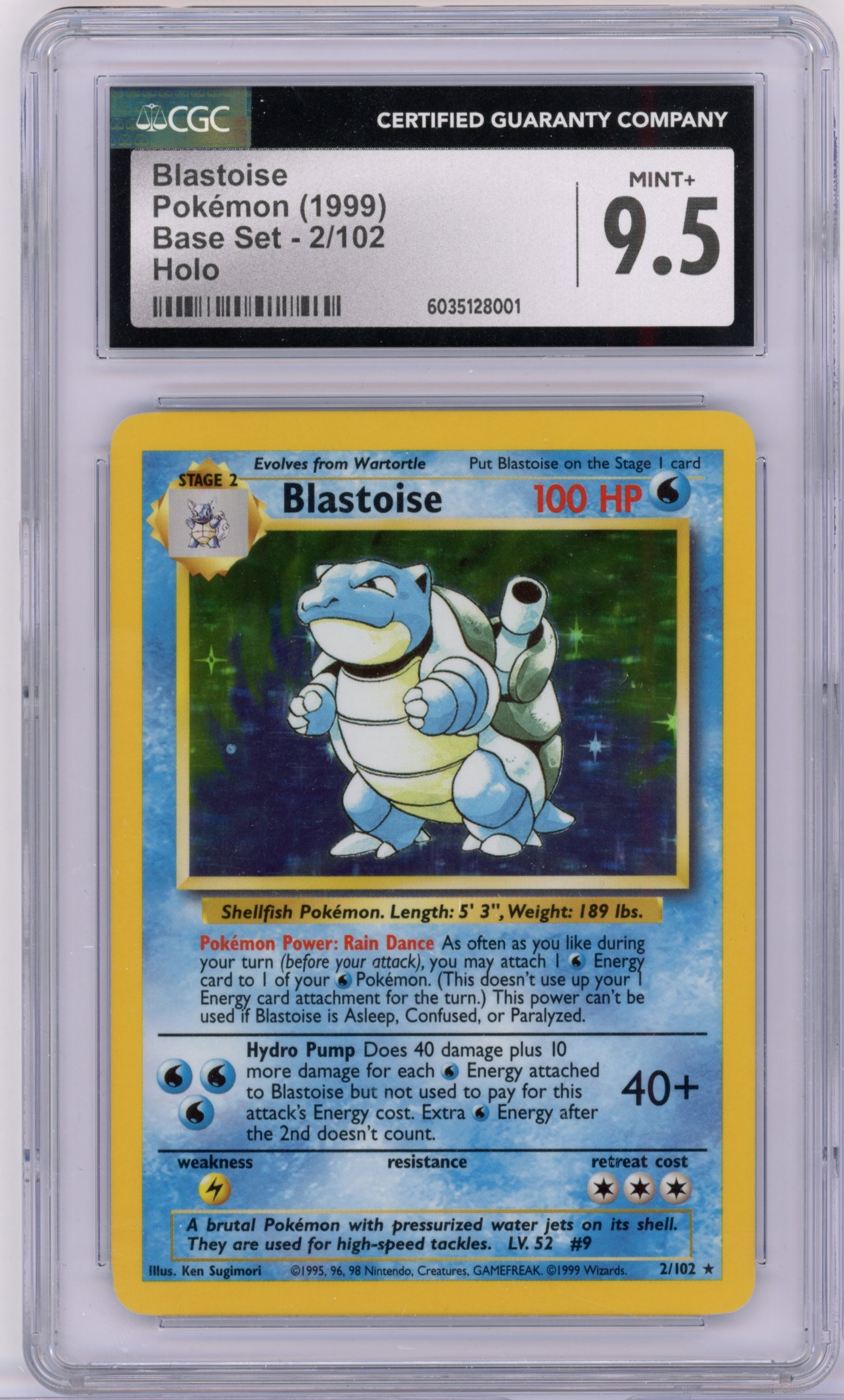CGC 9.5 Blastoise #2 Unlimited Holo (1999) Base Set