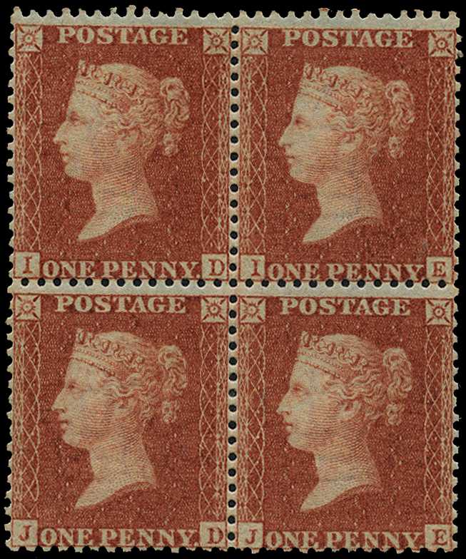 1854-7 Large Crown, perf 14, 1d orange-red,...