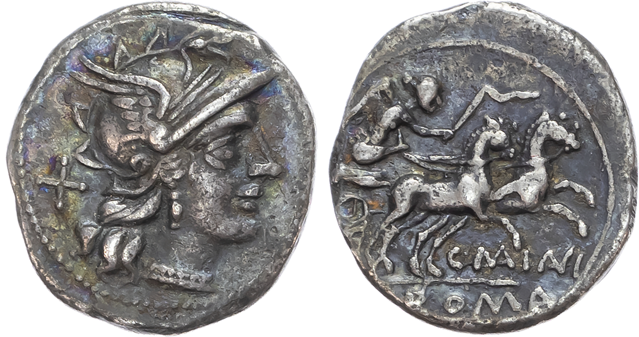 C. Maianius (153 BC) AR Denarius, Rome, 3.45g. 
