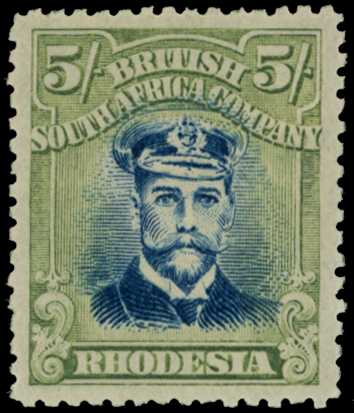 1918-21 5/- Head Die IIIB, perf 14, toned...