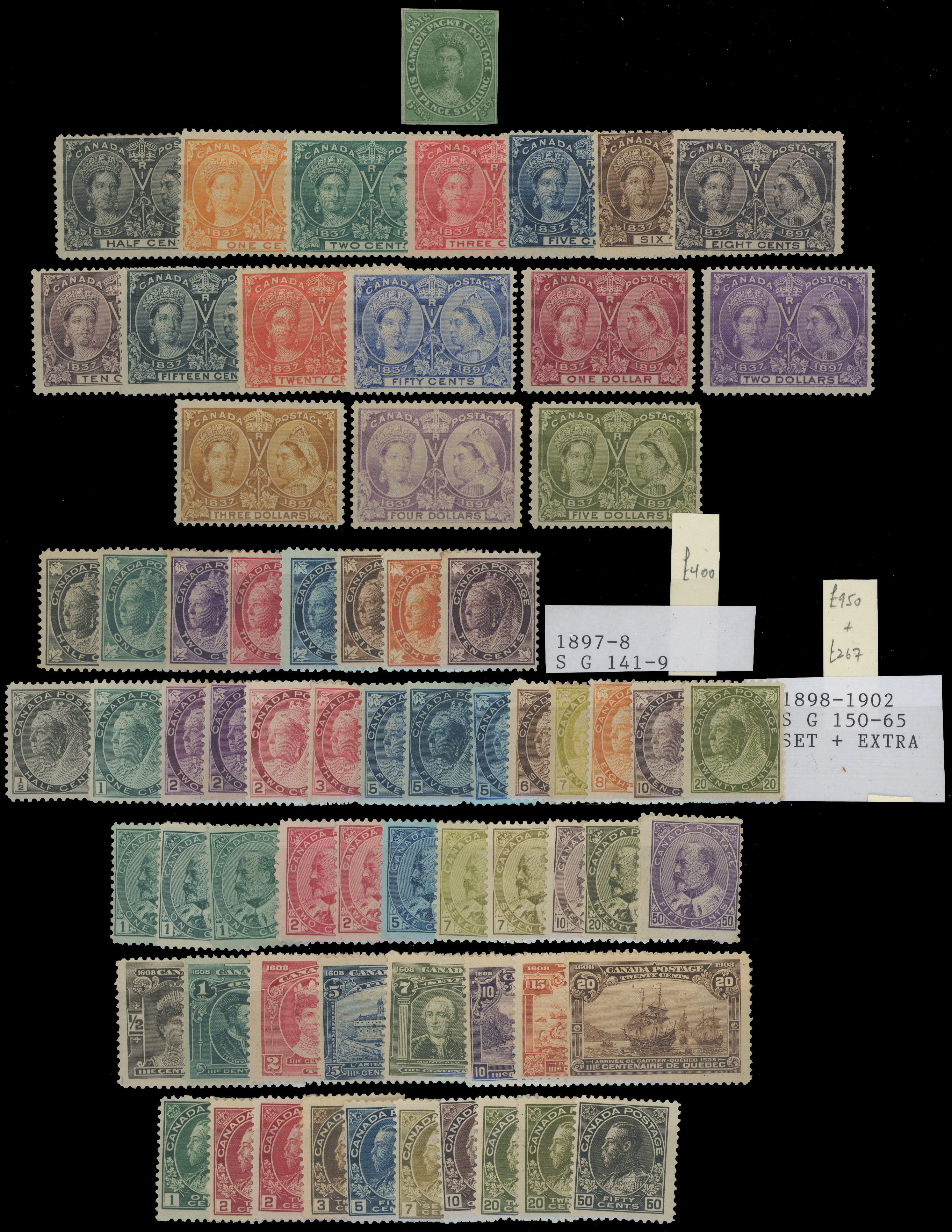 CANADA: 1852 to 1930 mint range on stockcards including 1852-57 7½d yellow-green unused no gum, 1875 registration
