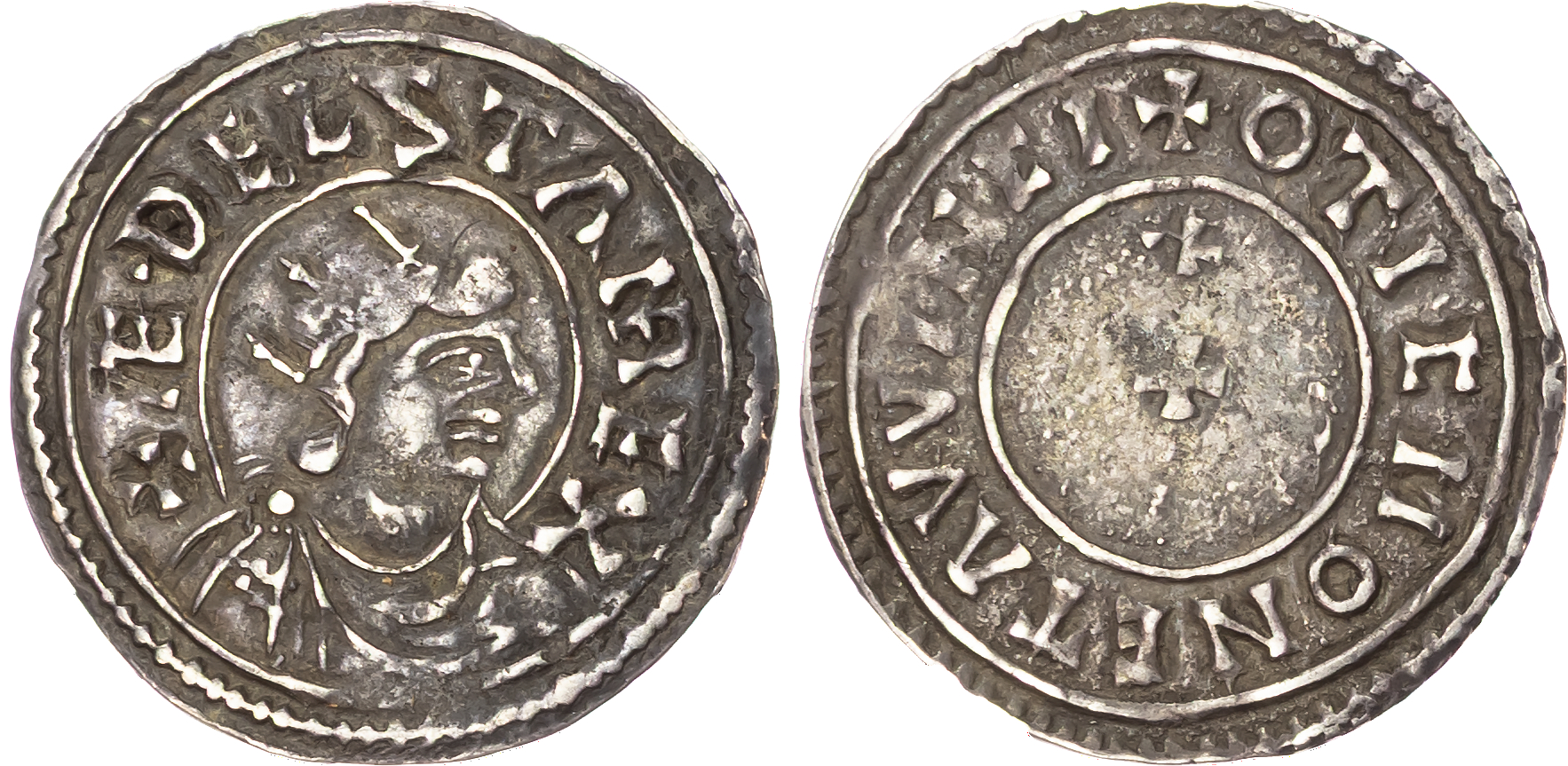 Aethelstan (924/5-939) Penny, Crowned Bust type, Winchester mint, moneyer Otic. 