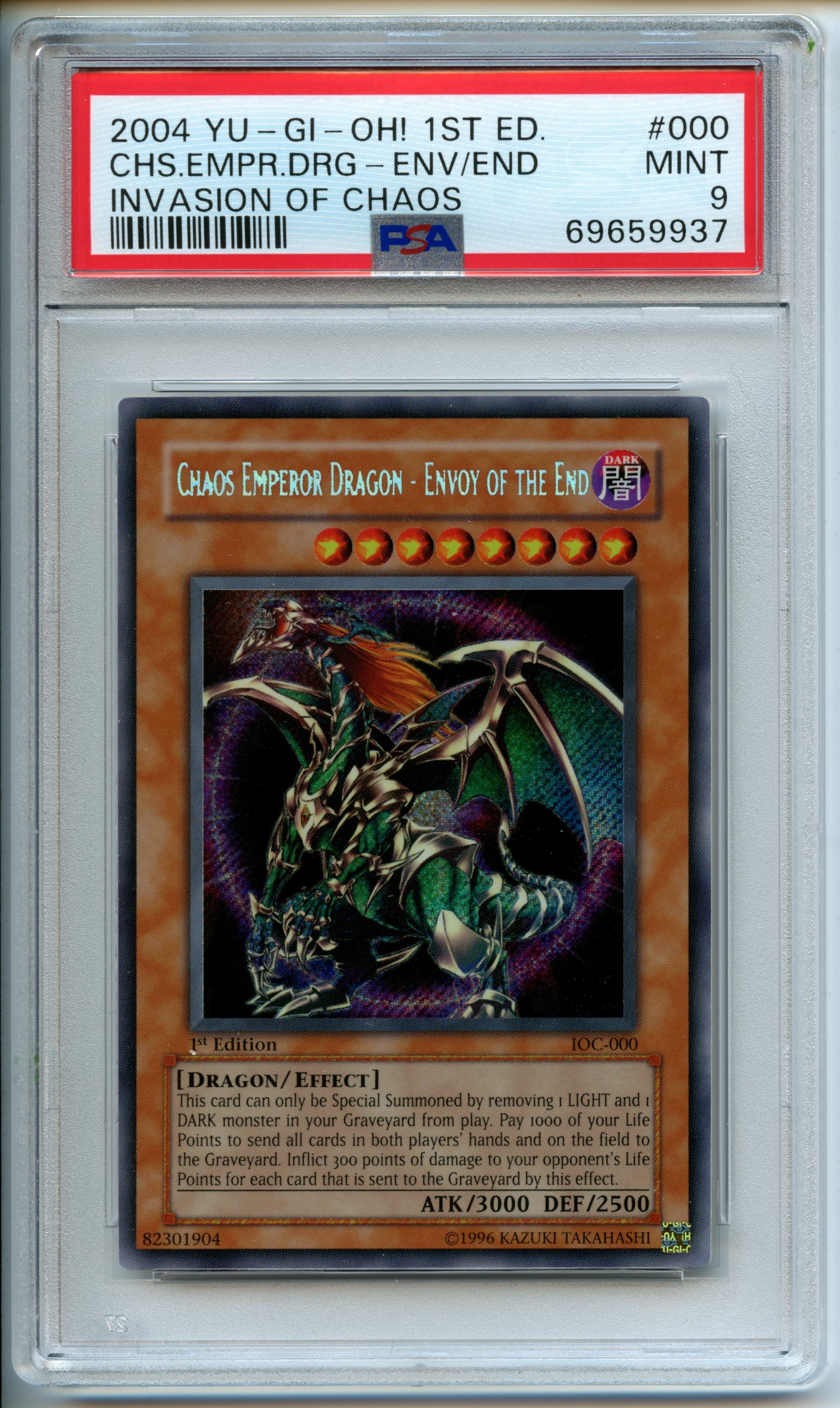 Yu-Gi-Oh! - Chaos Emperor Dragon - Envoy of The End  1st Edition  - Invasion of Chaos  - PSA 9