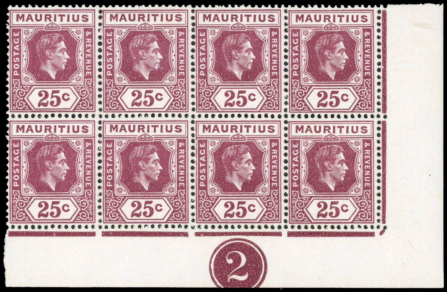 Mauritius SG 259bb Plate block mint