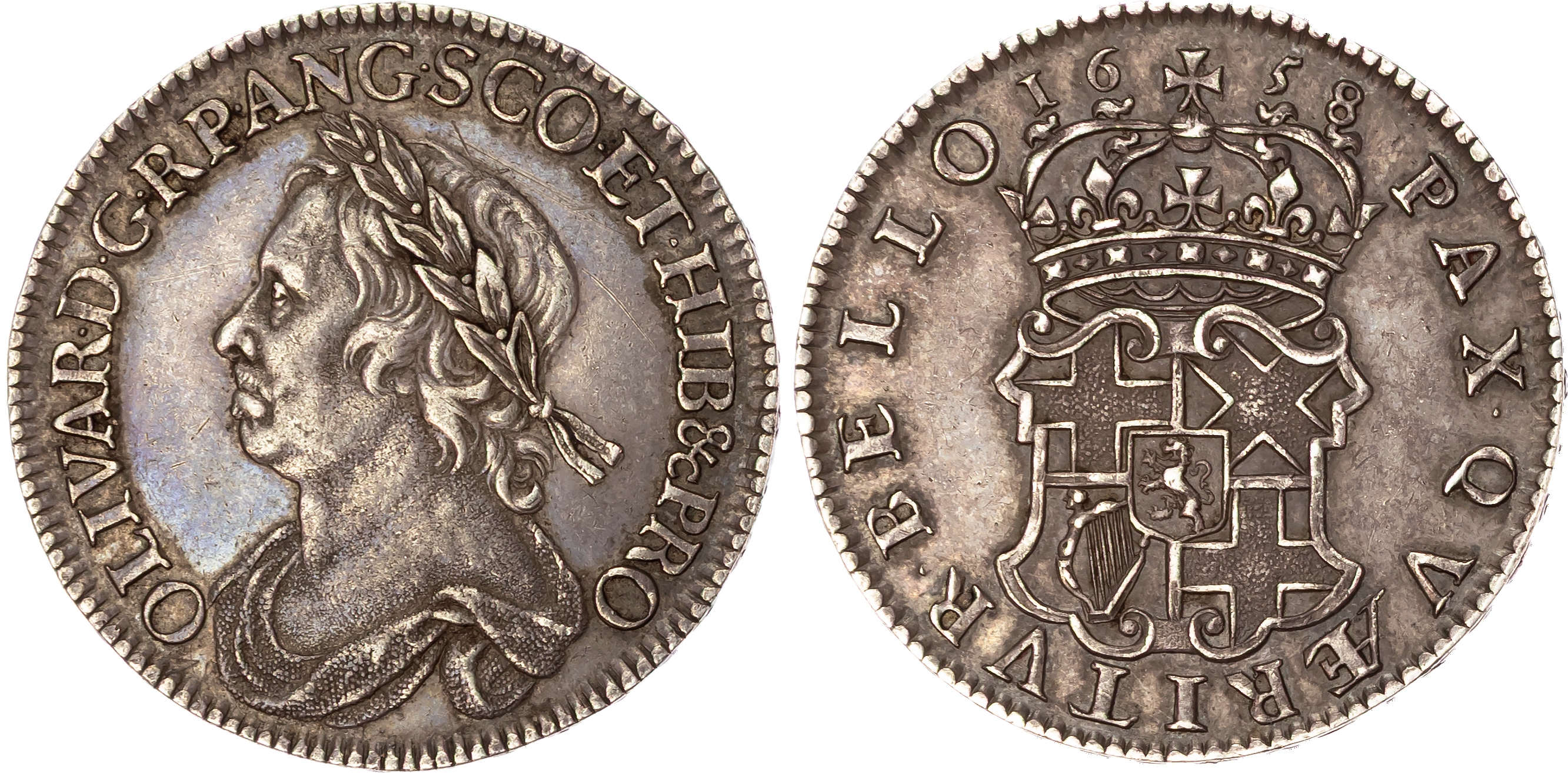 Oliver Cromwell, Halfcrown, 1658. 